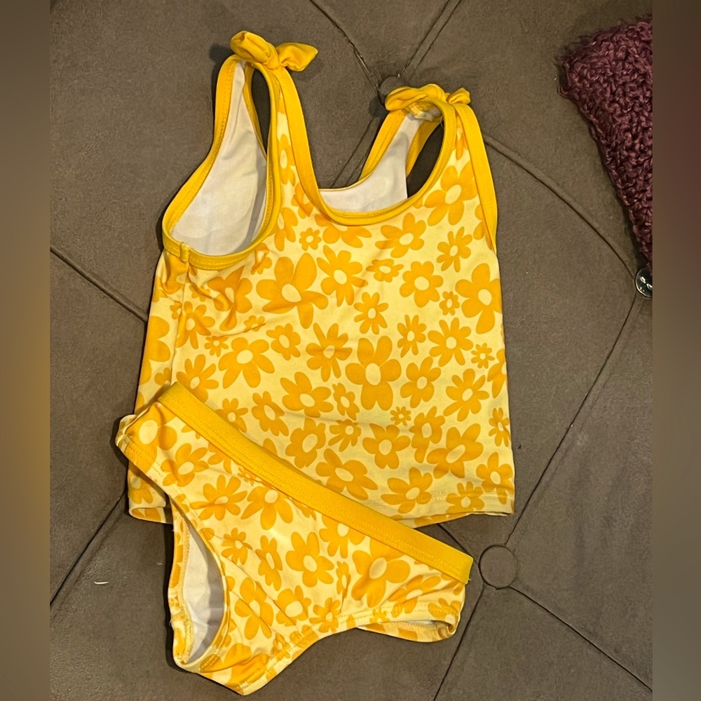 Toddler Girl Yellow Floral Tankini Set